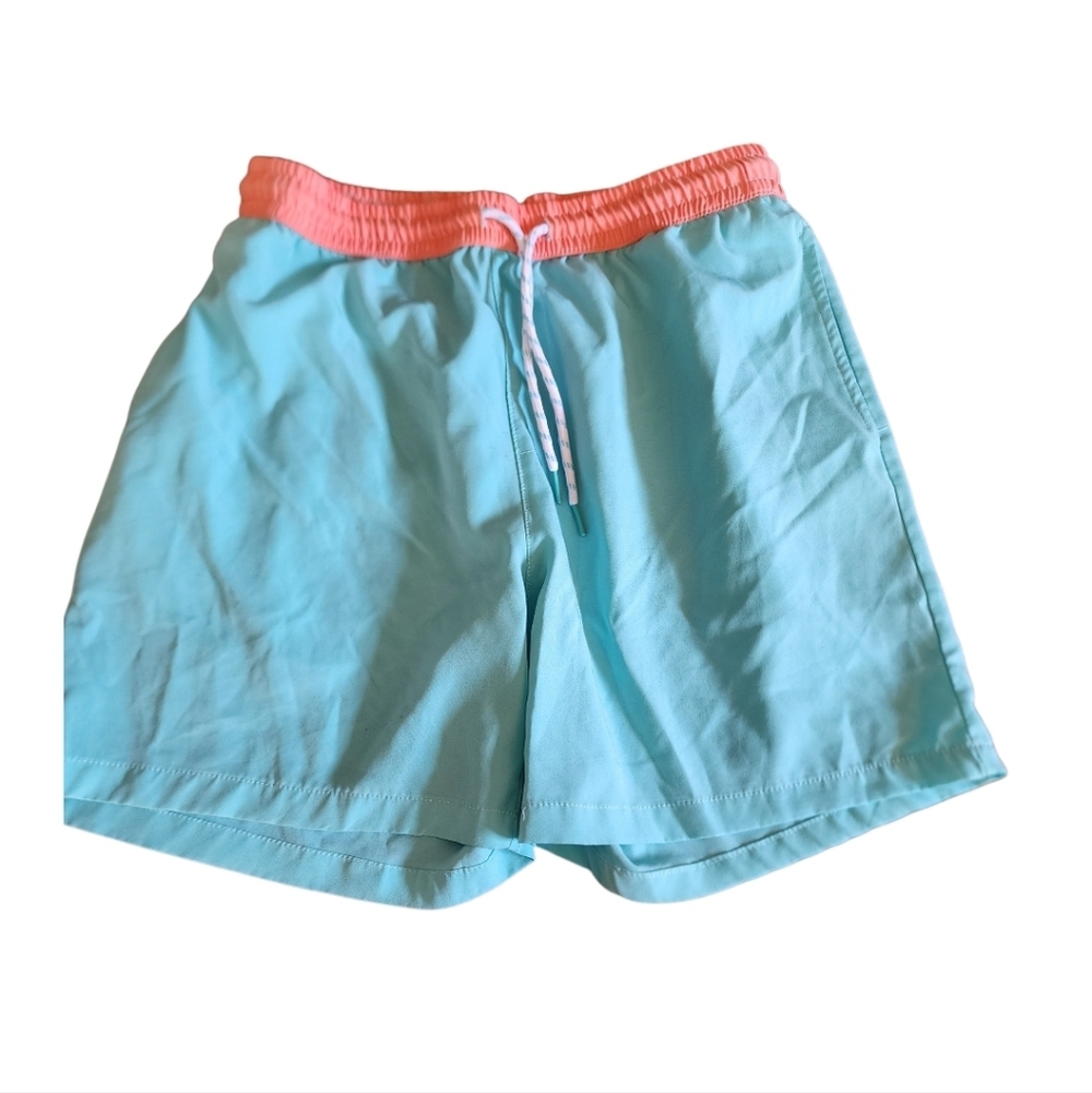 Public Record Swim Shorts with Coral Elastic Waistband Sz MD Beach